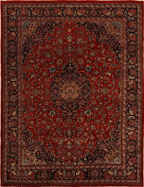 Kashan Red Hand Knotted 97 X 125  Area Rug 251-15647 Image 0
