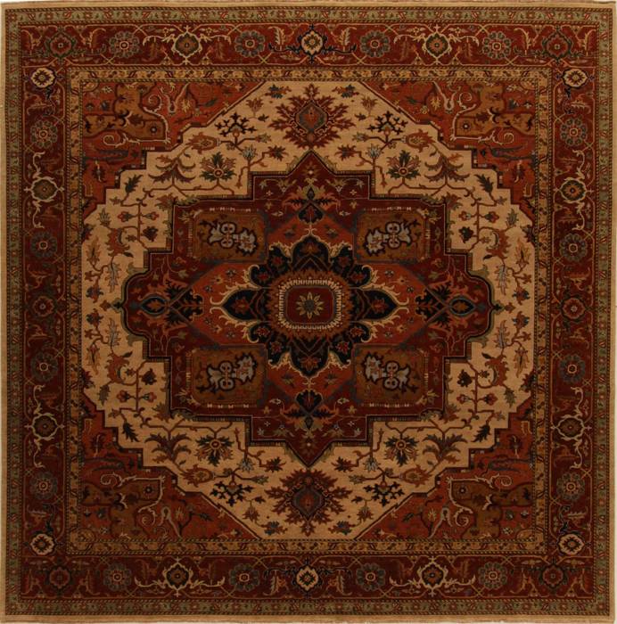 Serapi Beige Square Hand Knotted 910 X 910  Area Rug 251-15649 Image 0