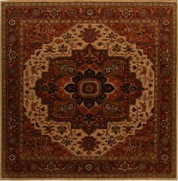 Indian Serapi Beige Square 9 ft and Larger Wool Carpet 15649
