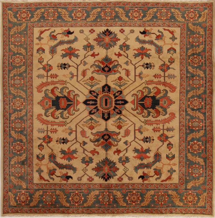 Heriz Beige Square Hand Knotted 103 X 103  Area Rug 251-15655 Image 0