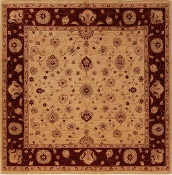 Pakistani Pishavar Beige Square 9 ft and Larger Wool Carpet 15656