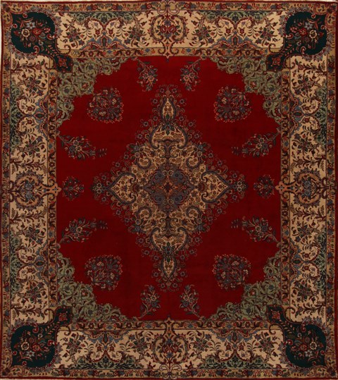 Tabriz Red Square Hand Knotted 116 X 128  Area Rug 251-15657 Image 0