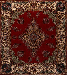 Persian Tabriz Red Square 9 ft and Larger Wool Carpet 15657