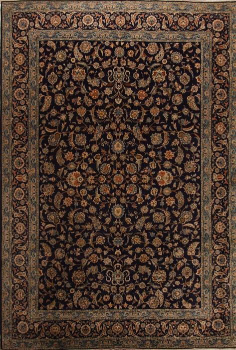Kashan Blue Hand Knotted 115 X 168  Area Rug 251-15670 Image 0