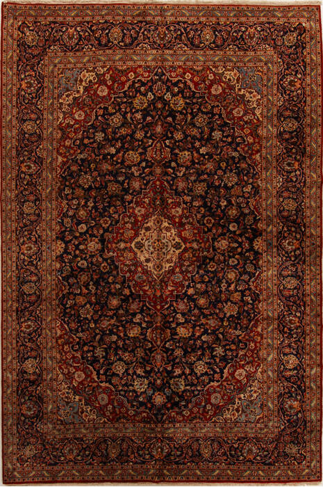 Kashan Blue Hand Knotted 99 X 147  Area Rug 251-15678 Image 0