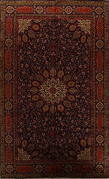 Persian Tabriz Blue Rectangle 11x16 ft Wool Carpet 15681