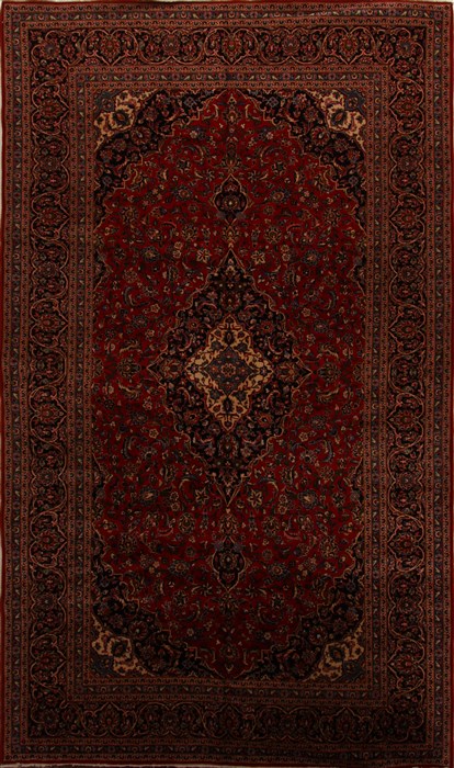Kashan Red Hand Knotted 99 X 163  Area Rug 251-15686 Image 0