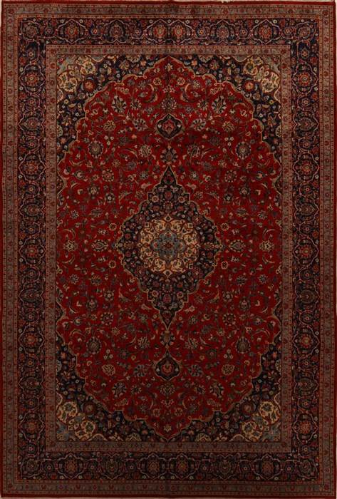 Kashan Red Hand Knotted 98 X 145  Area Rug 251-15695 Image 0