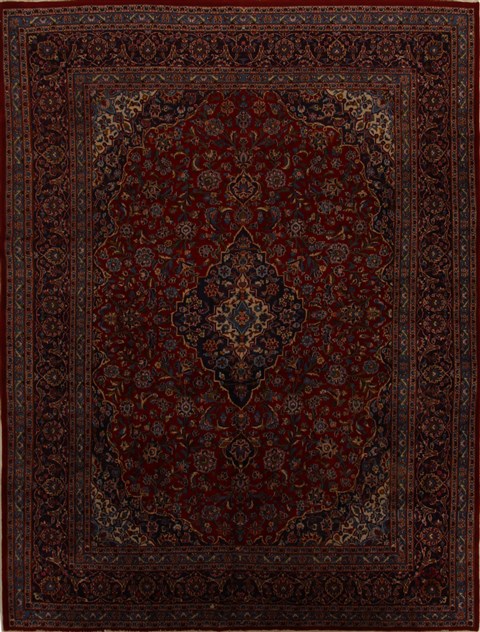 Kashan Red Hand Knotted 99 X 128  Area Rug 251-15703 Image 0