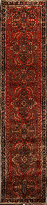Hamedan Red Runner Hand Knotted 37 X 161  Area Rug 251-15708 Image 0