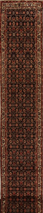 Hamedan Blue Runner Hand Knotted 35 X 195  Area Rug 251-15709 Image 0