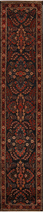Hamedan Blue Runner Hand Knotted 36 X 90  Area Rug 251-15713 Image 0