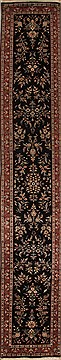 Pakistani sarouk Black Runner 16 to 20 ft Wool Carpet 15724
