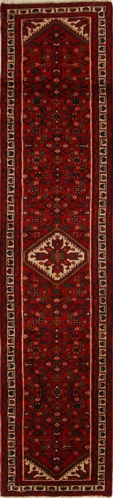 Hamedan Red Runner Hand Knotted 29 X 130  Area Rug 251-15736 Image 0