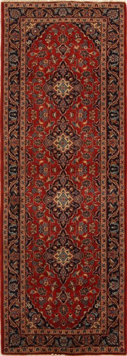 Kashan Red Runner Hand Knotted 33 X 96  Area Rug 251-15739 Image 0