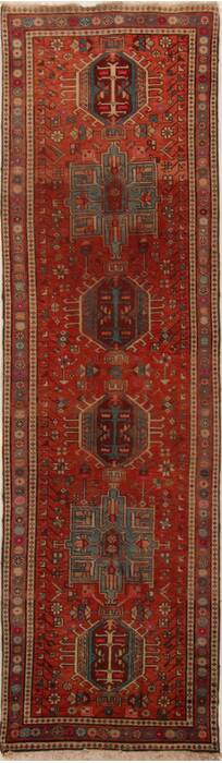 Karajeh Red Runner Hand Knotted 31 X 109  Area Rug 251-15752 Image 0