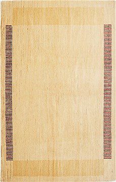 Pakistani Gabbeh Beige Rectangle 6x9 ft Wool Carpet 15755