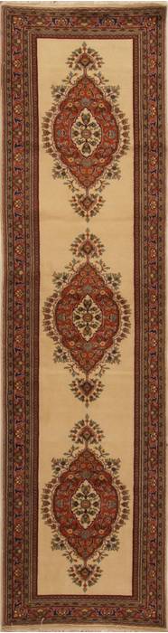 Tabriz Beige Runner Hand Knotted 31 X 118  Area Rug 250-15782 Image 0