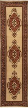 Pakistani Tabriz Beige Runner 10 to 12 ft Wool Carpet 15782