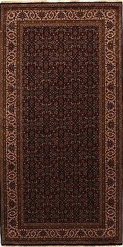 Indian Herati Black Runner 10 to 12 ft Wool Carpet 15790