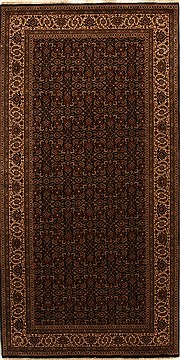 Indian Herati Black Runner 10 to 12 ft Wool Carpet 15790