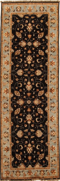 Pishavar Black Runner Hand Knotted 41 X 125  Area Rug 250-15795 Image 0