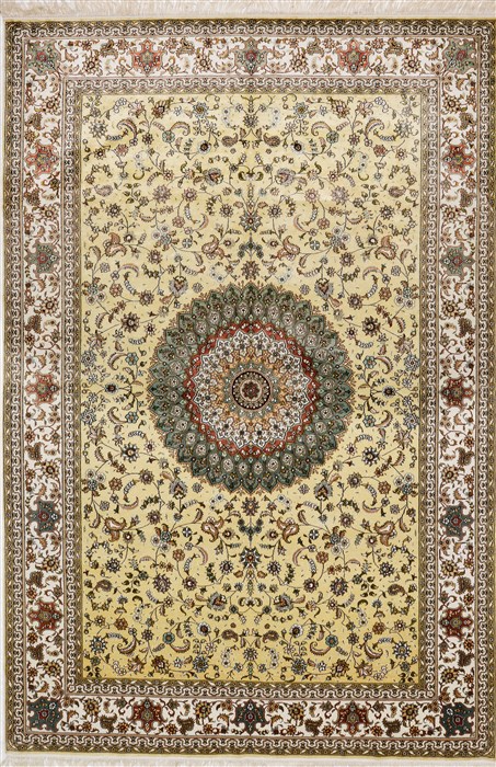 Qum Green Hand Knotted 61 X 92  Area Rug 100-15801 Image 0