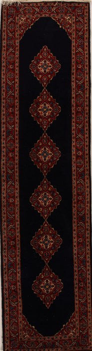 Kashan Blue Runner Hand Knotted 33 X 132  Area Rug 250-15804 Image 0