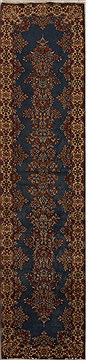 Persian Kerman Blue Runner 13 to 15 ft Wool Carpet 15805
