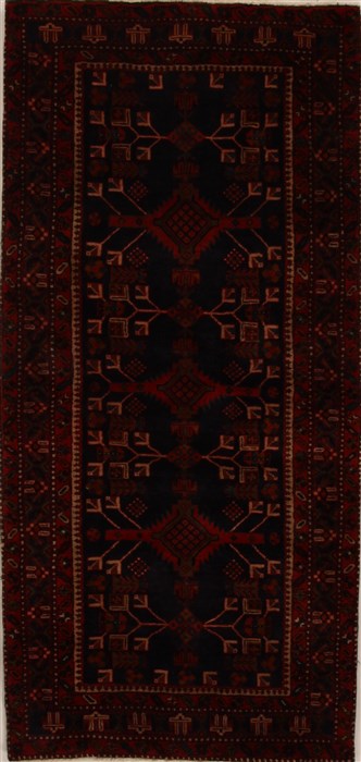 Heriz Black Runner Hand Knotted 38 X 79  Area Rug 250-15813 Image 0