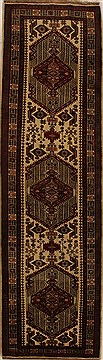 Sarab Beige Runner Hand Knotted 3'3" X 11'3"  Area Rug 250-15853