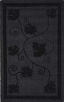 Indian Modern Black Rectangle 5x8 ft Wool Carpet 15875