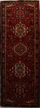 Heriz Red Runner Hand Knotted 3'11" X 10'10"  Area Rug 250-15888