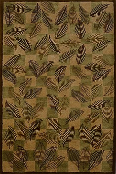 Indian Modern Green Rectangle 5x8 ft Wool Carpet 15893