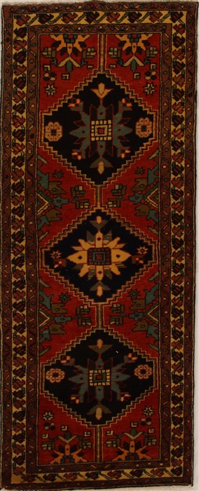 Hamedan Red Runner Hand Knotted 37 X 93  Area Rug 250-15906 Image 0