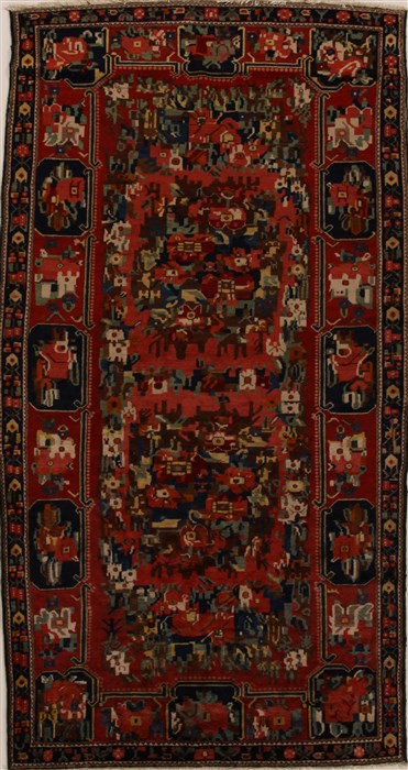 Bakhtiar Red Runner Hand Knotted 51 X 104  Area Rug 250-15920 Image 0