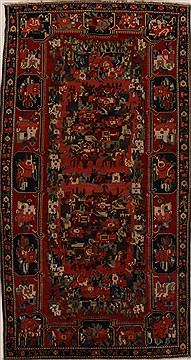 Persian Bakhtiar Red Runner 10 to 12 ft Wool Carpet 15920
