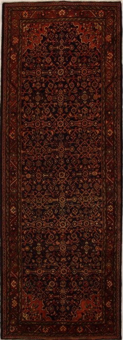 Hamedan Black Runner Hand Knotted 41 X 118  Area Rug 250-15924 Image 0