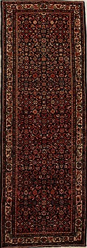 Persian Hamedan Brown Runner 10 to 12 ft Wool Carpet 15926