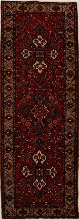 Hamedan Red Runner Hand Knotted 39 X 110  Area Rug 250-15931 Image 0
