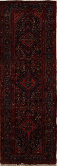 Hamedan Black Runner Hand Knotted 34 X 911  Area Rug 250-15933 Image 0