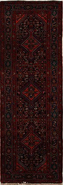 Persian Hamedan Black Runner 10 to 12 ft Wool Carpet 15933