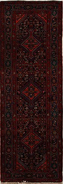 Persian Hamedan Black Runner 10 to 12 ft Wool Carpet 15933