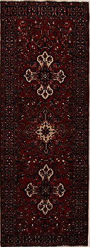 Hamedan Red Runner Hand Knotted 3'10" X 10'10"  Area Rug 250-15938