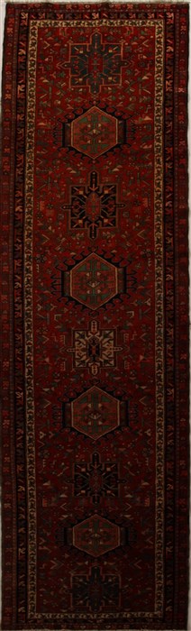 Karajeh Red Runner Hand Knotted 311 X 138  Area Rug 250-15939 Image 0