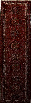 Karajeh Red Runner Hand Knotted 3'11" X 13'8"  Area Rug 250-15939