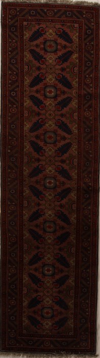 Hamedan Red Runner Hand Knotted 29 X 101  Area Rug 250-15941 Image 0