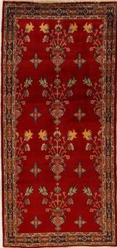Kashan Red Runner Hand Knotted 3'5" X 7'8"  Area Rug 250-15946