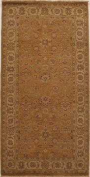 Pakistani Pishavar Brown Rectangle 5x8 ft Wool Carpet 15950