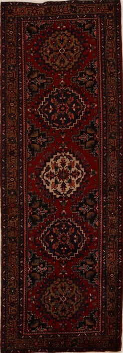 Hamedan Red Runner Hand Knotted 310 X 112  Area Rug 250-15957 Image 0